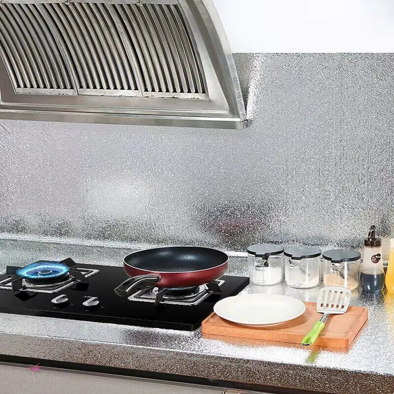 Film adhésif aluminium anti-huile pour cuisine, crédence et meubles