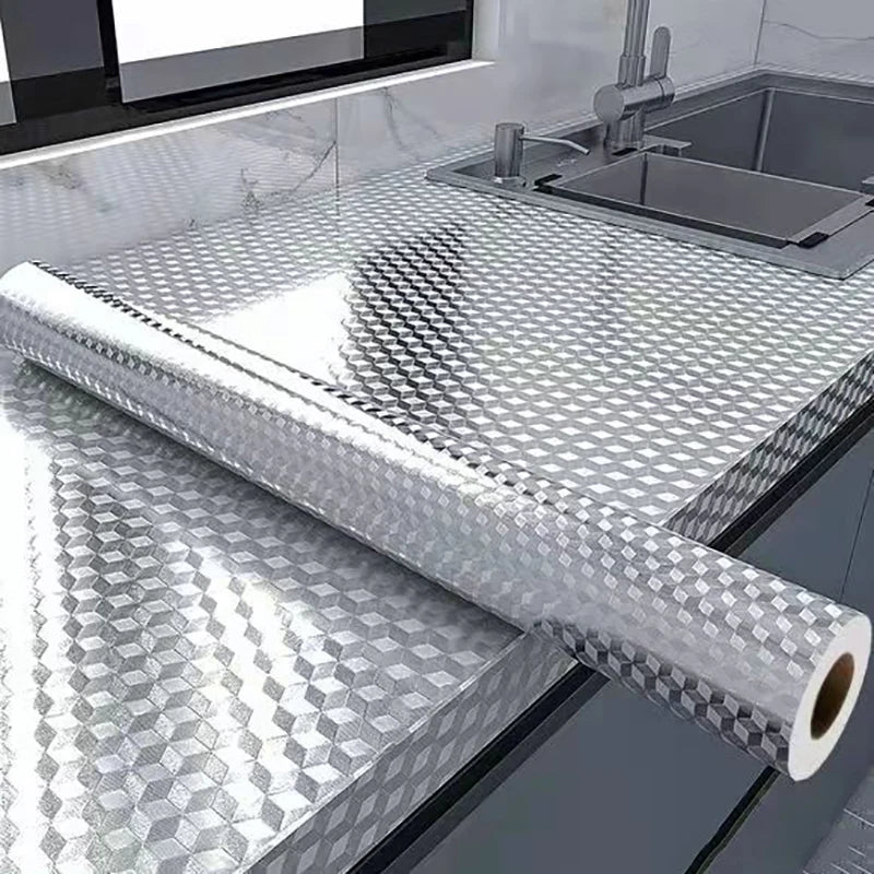 Film adhésif aluminium anti-huile pour cuisine, crédence et meubles