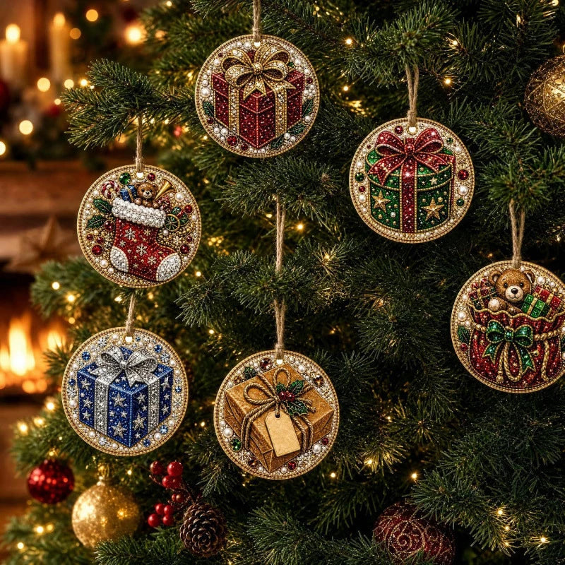 Lot de 6 décorations de Noël en bois à réaliser en peinture diamant