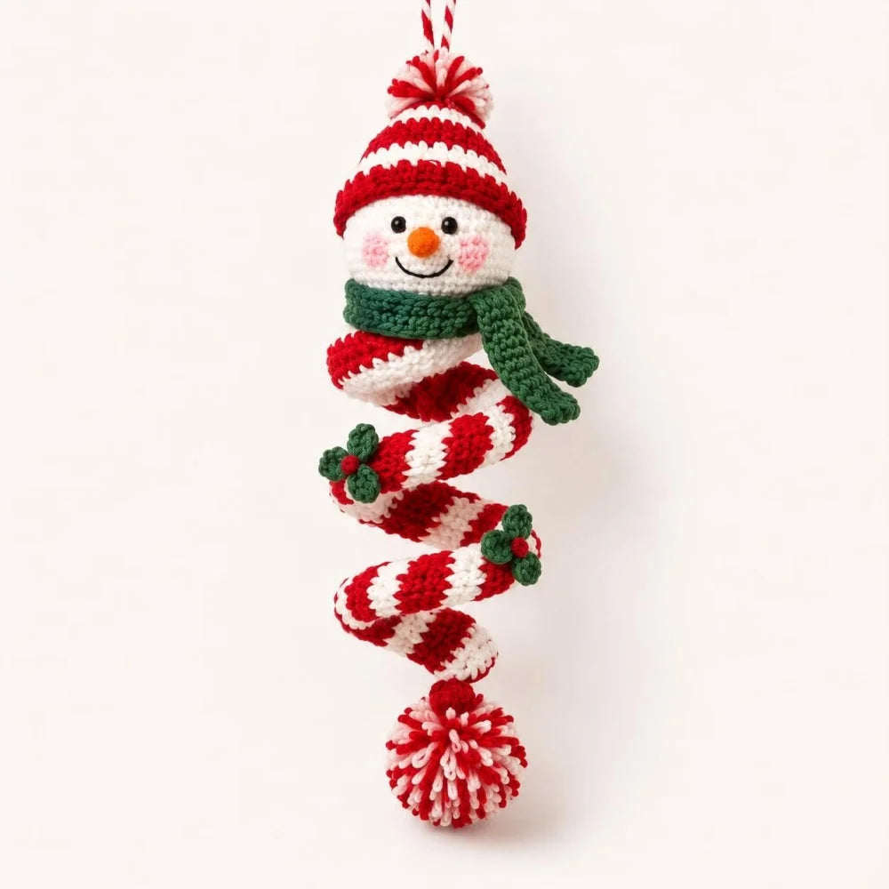 Kit de crochet de Noël : bonhomme de neige en spirale à suspendre