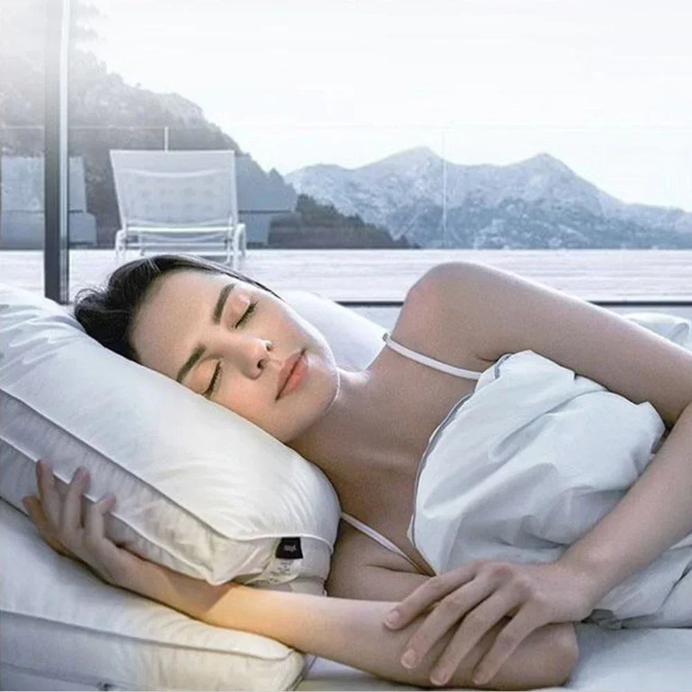 Oreiller style hôtel 100 % coton, soutien de la nuque