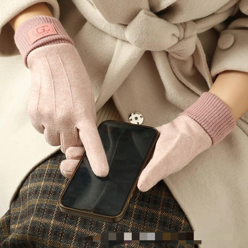 Gants d'hiver chauds pour femme, doublure douce et écran tactile