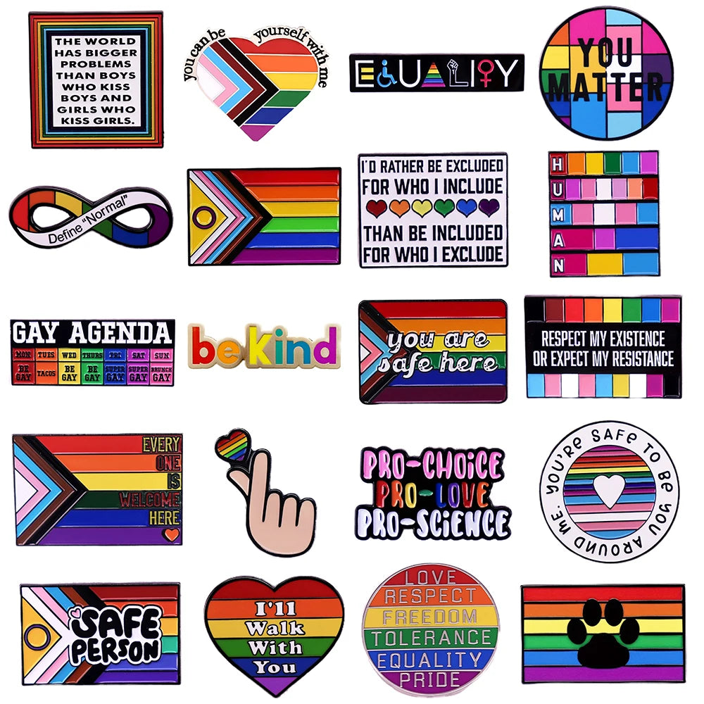 Pin's émaillé arc-en-ciel Pride en alliage de zinc, 20 modèles