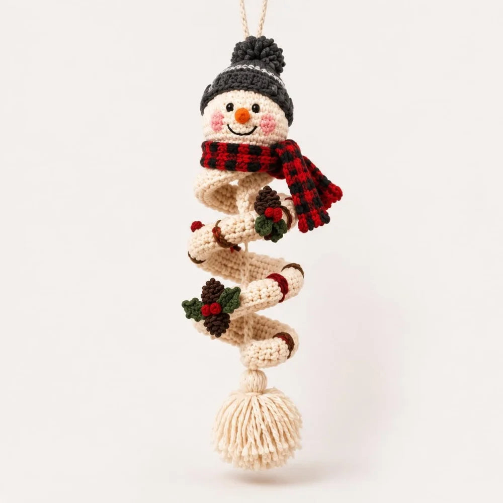 Kit de crochet de Noël : bonhomme de neige en spirale à suspendre