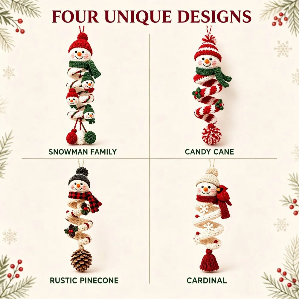 Kit de crochet de Noël : bonhomme de neige en spirale à suspendre
