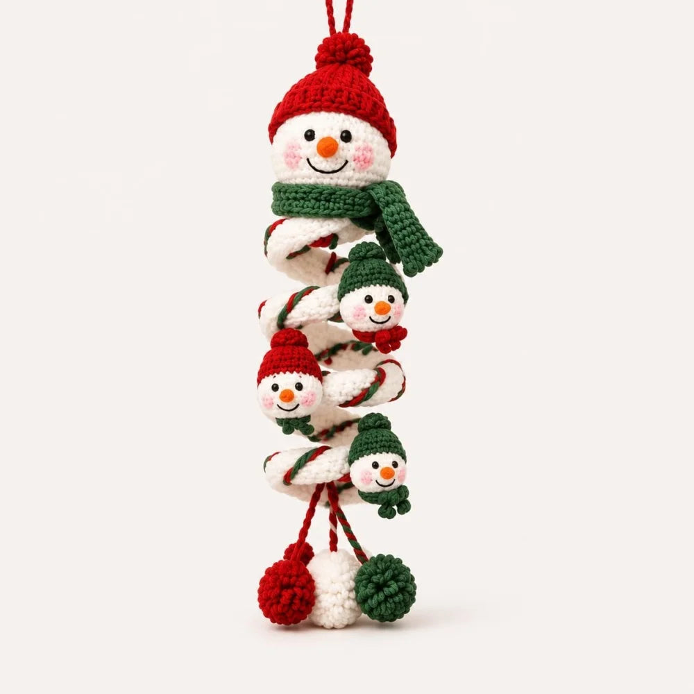 Kit de crochet de Noël : bonhomme de neige en spirale à suspendre