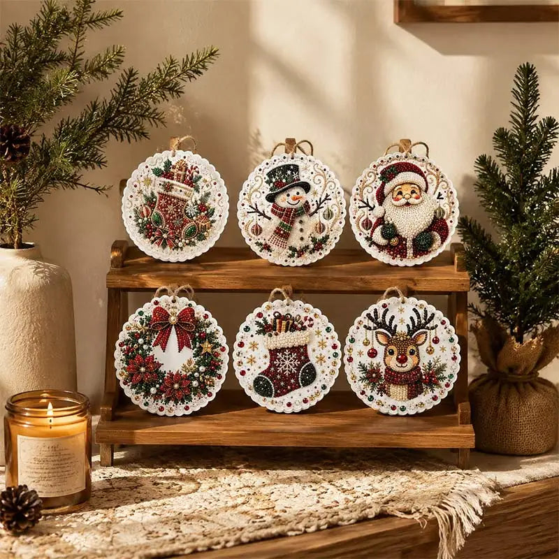 Lot de 6 décorations de Noël en bois à réaliser en peinture diamant